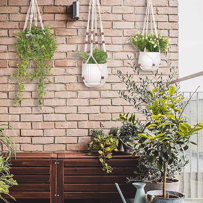 YIBOT 3 Pack Macrame Plant Hangers Indoor Different Size Hanging Planter Basket - Image 9