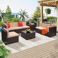8-Piece Patio Furniture Set, Outdoor Wicker Rattan Sectional by KROFEM