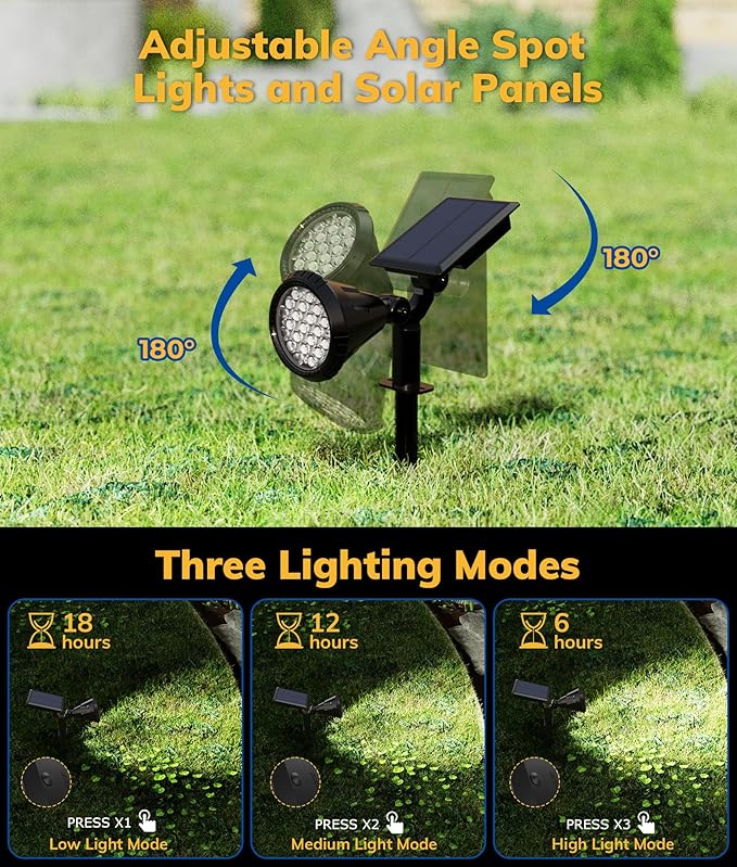 Solar Spot Lights for Outside, 21 LED Outdoor Solar Lights for Yard, 4 Pack - Image 6