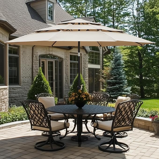 Yaheetech 3-Tier Patio Umbrella 10ft Vented Outdoor Canopy Sun Shade Large - Image 2