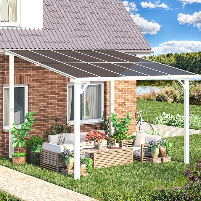 AECOJOY 10' x 10' Pergola Gazebo in White, Small Wall Mounted Pergolas and - Image 2