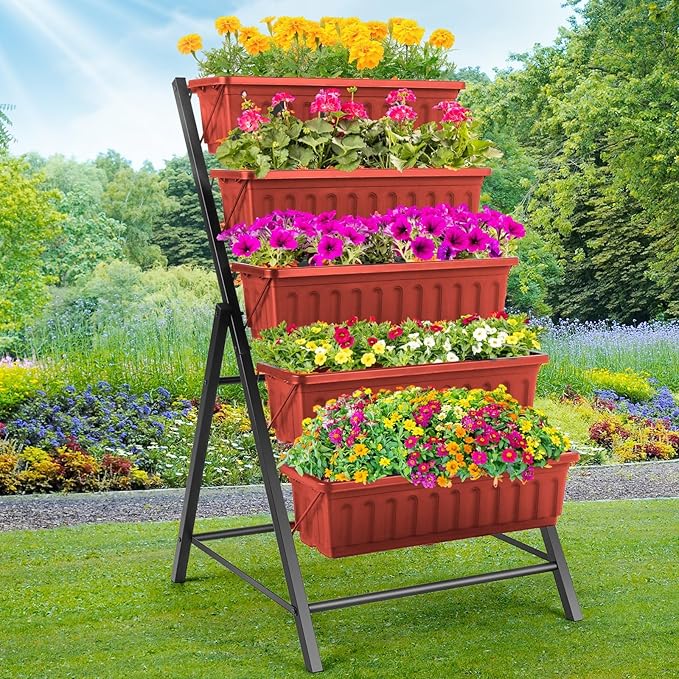 Homdox 5-Tier Elevated Garden Bed- Freestanding Vertical Raised Bed by HOMDOX