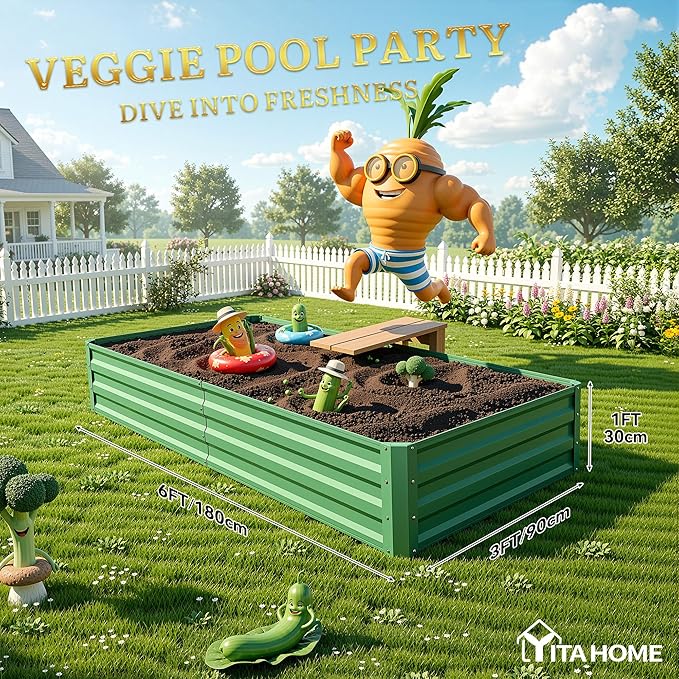 YITAHOME 6x3x1ft 2pcs Large Raised Garden Bed Kit, Galvanized Metal Planter Box - Image 8
