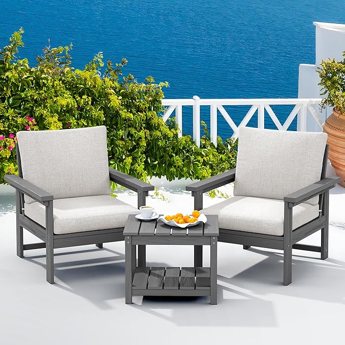 SERWALL HDPE Patio Sofa Set, 3-piece Sectional Outdoor Furniture Set, All by SERWALL