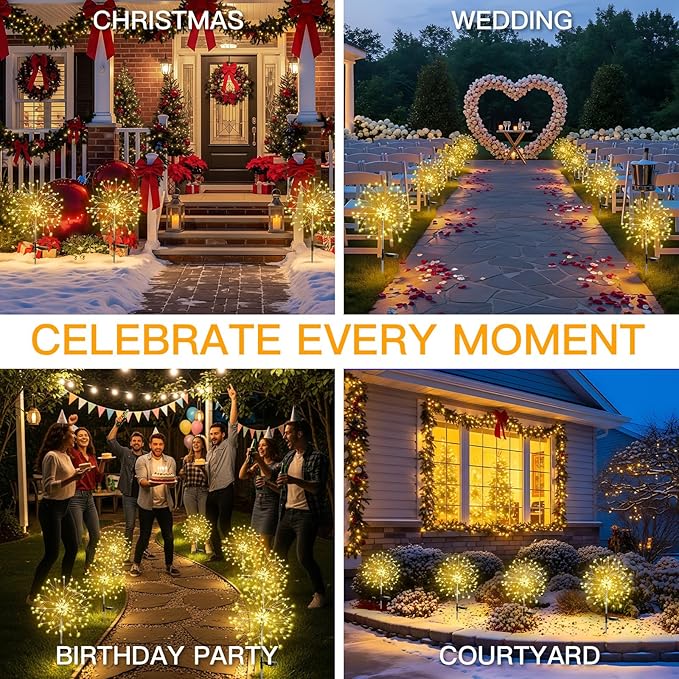 suddus Solar Garden Lights Outdoor Waterproof Decorative, Upgrade 2Pack 150LED - Image 6