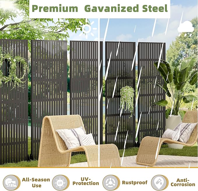 Casaphoria Metal Privacy Screen Outdoor, Fence Black - Image 4