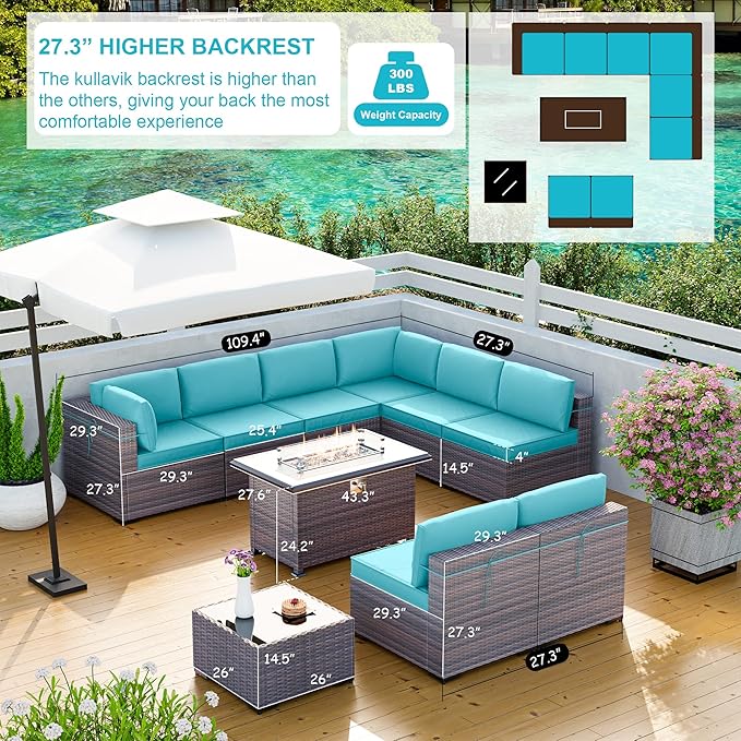 Kullavik 10 Pieces Outdoor Patio Furniture Set - Image 5