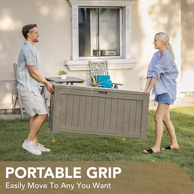 Devoko 120 Gallon Deck Box Resin Outdoor Storage Box Waterproof - Image 2