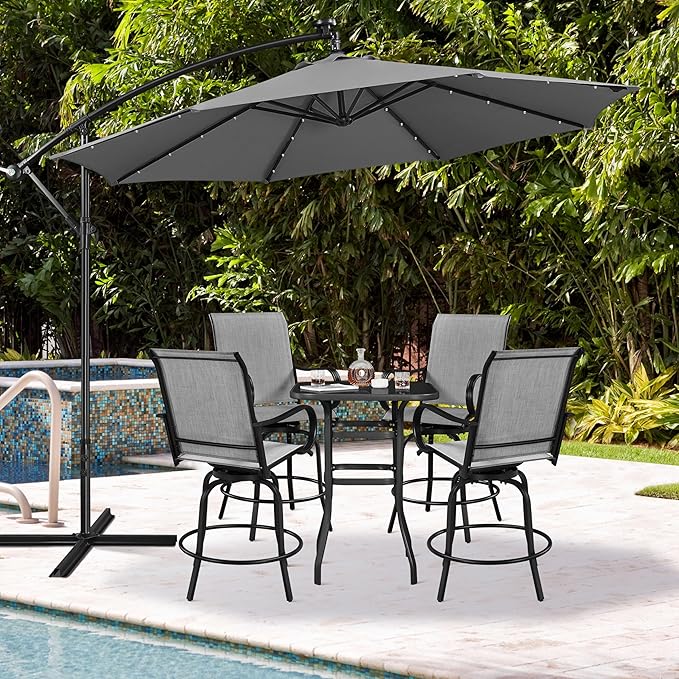 Yaheetech Patio Swivel Barstools Outdoor Chairs Set of 4, High Bistro Stools - Image 2