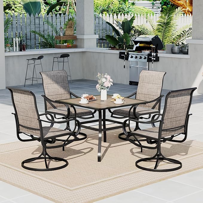 Sophia & William Patio Dining Set, 1 Square Wood Like Umbrella Table 37" by SophiaWilliam