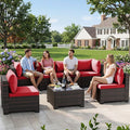 LEVELEVE 7 Pieces Outdoor Patio Furniture Sets, Rattan Conversation Sectional by Enjoyyourlife