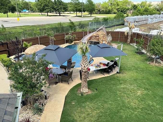 PURPLE LEAF 10ft Patio Umbrella Outdoor Square Umbrella Large Cantilever - Image 2
