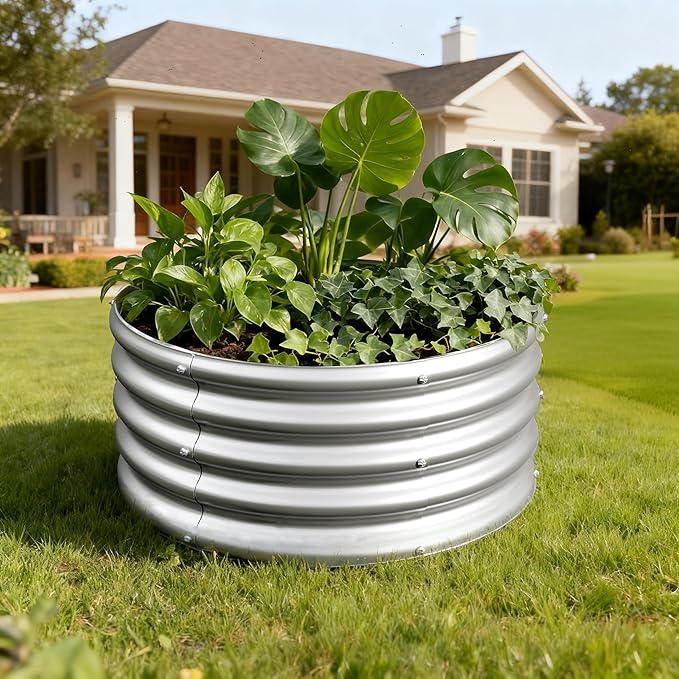 3PCS 2x2x1FT Galvanized Raised Garden Bed Kit, Vegetable Boxes-Round Metal - Image 5