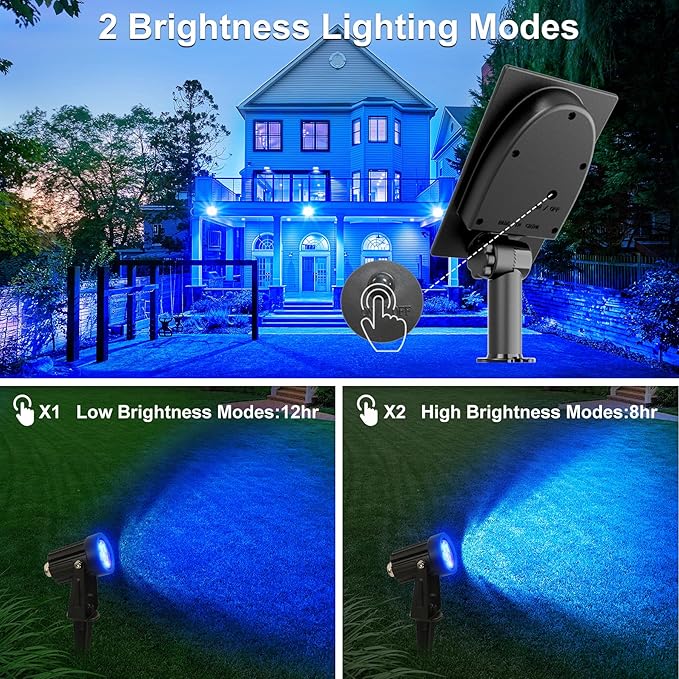 Blue Solar Spot Lights Outdoor, 2 Pack Solar Landscape Spotlights IP65 - Image 5