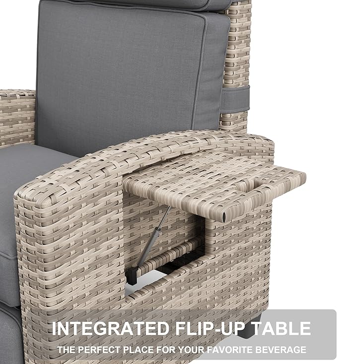 Towallmark Adjustable Rattan Recliner Chair, Patio Lounge Chairs - Image 8