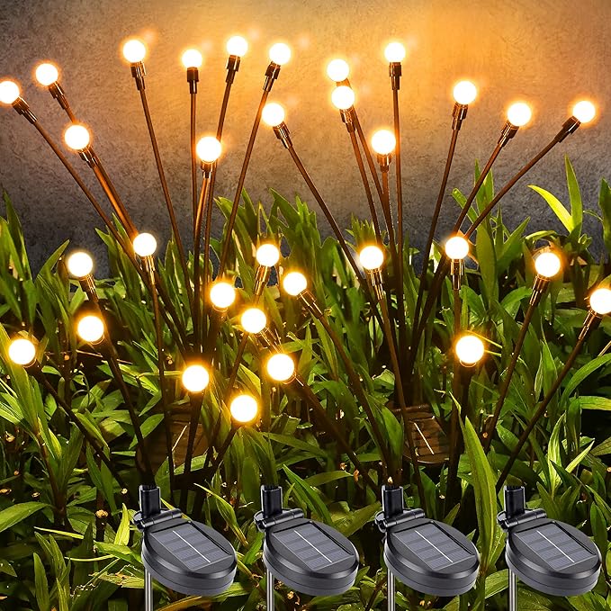BrizLabs Solar Garden Lights, 4 Pack 32 LED Solar Powered Firefly Lights by BrizLabs