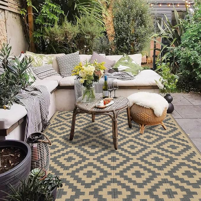 SAND MINE Reversible Mats, Plastic Straw Rug, Modern Area Rug, Large Floor Mat - Image 5