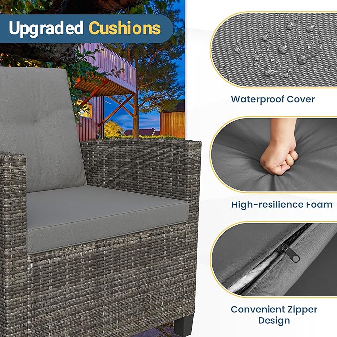 Wisteria Lane 4 Piece Patio Furniture Set, Wicker Outdoor Patio Conversation - Image 5