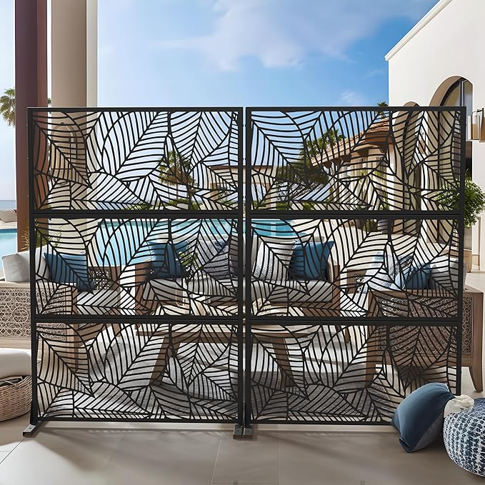 Casaphoria 72" H x 47" W Metal Outdoor Privacy Screen, Freestanding Decorative - Image 2
