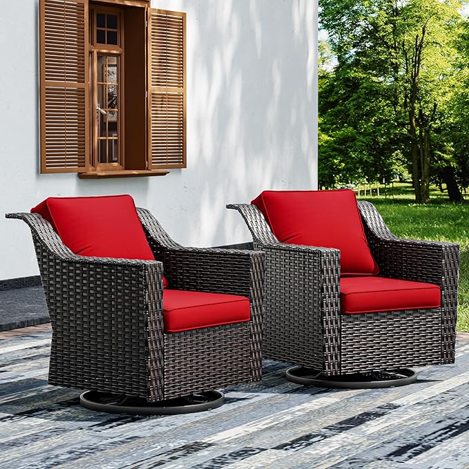 Joyside Swivel Patio Chairs Set of 2, Wicker Patio Furniture by Joyside