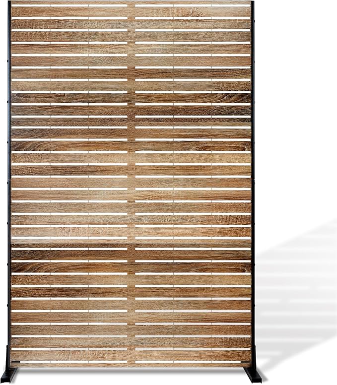 FENCY Metal Privacy Screen 72" H×47" W Natural Wood Color Outdoor Privacy Screen by FENCY