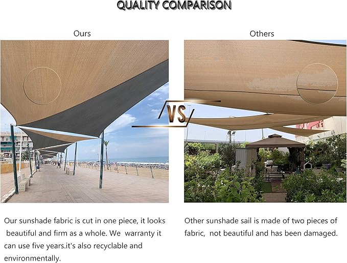 Tronssien Rectangle 16'x20' Sun Shade Sail, 95% UV Blockage Canopy Awning - Image 6