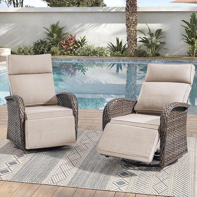 Zero Gravity Patio Swivel Rocking Recliner Chairs Set of 2 by JelwalyPatioFurnitureSet