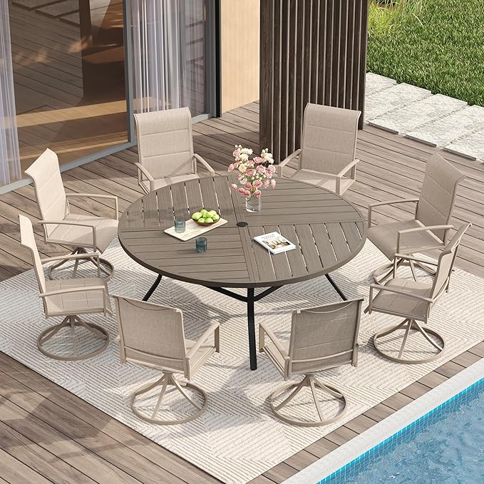 VICLLAX Round Patio Table with Adjustable Umbrella Hole - Image 2