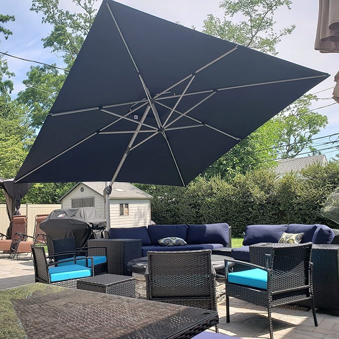 PURPLE LEAF 12 Feet Double Top Deluxe Square Patio Umbrella Offset Hanging - Image 2