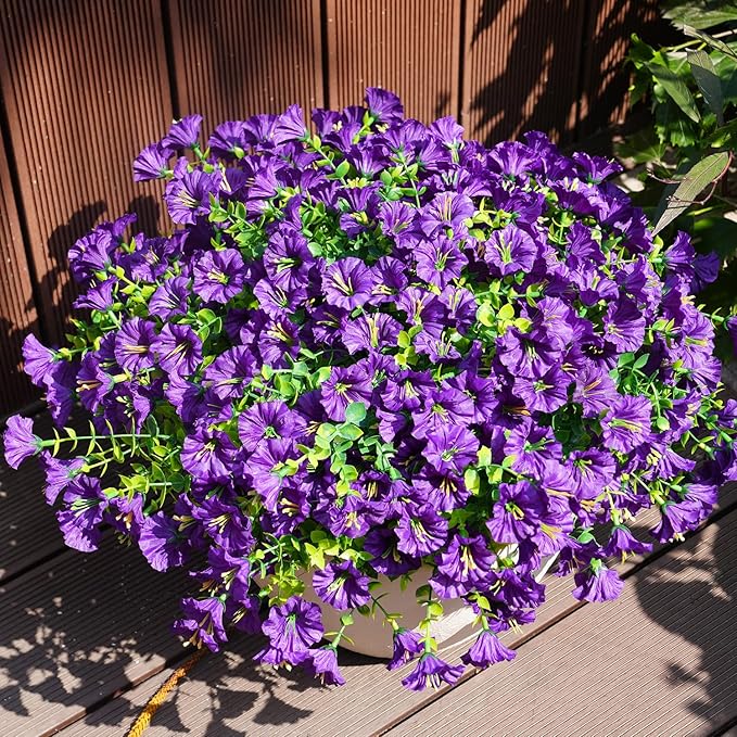 Artificial Flowers for Outdoors, UV Resistant Fake Silk Morning Glory, - Image 2