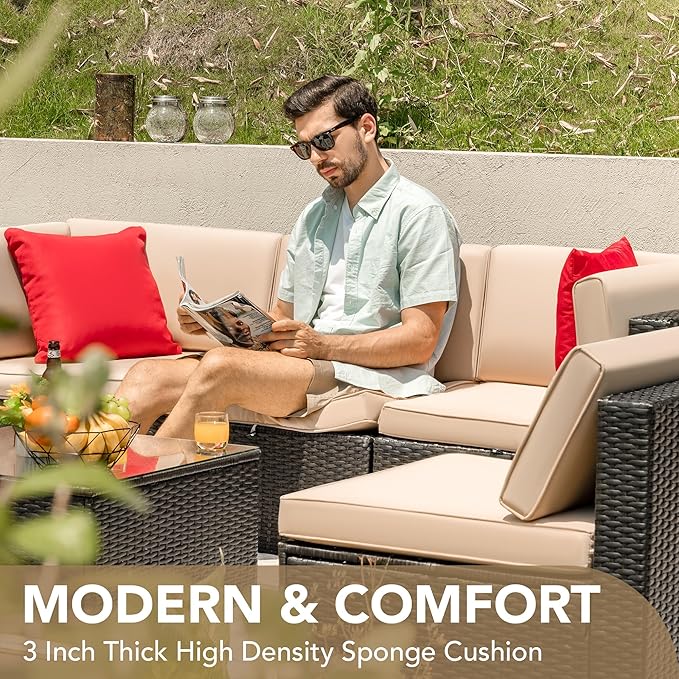 Devoko Patio Furniture Sets 6 Pieces Outdoor Sectional Rattan Sofa Manual - Image 6
