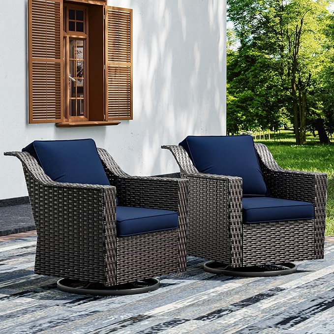 Joyside Swivel Patio Chairs Set of 2, Wicker Patio Furniture by Joyside