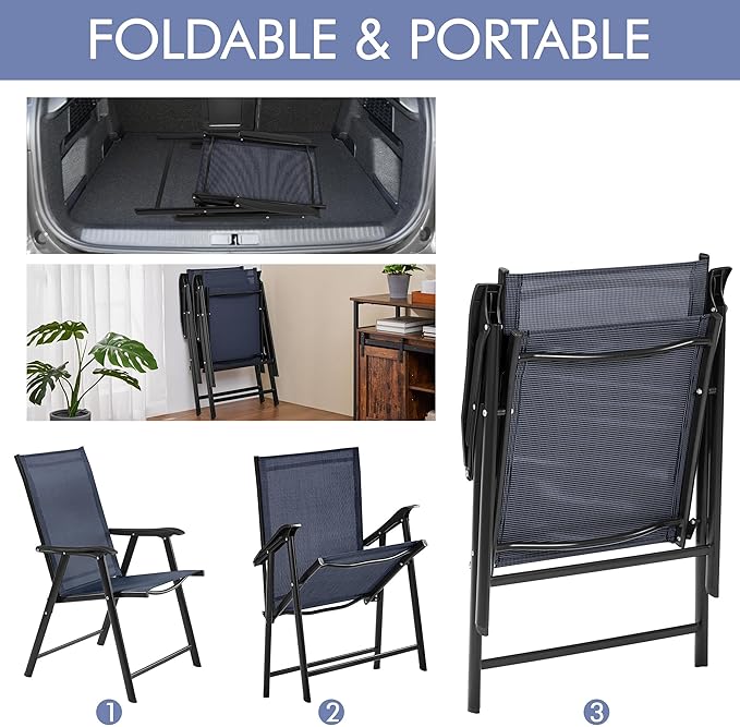 Yaheetech Outdoor Patio Chairs Set of 4, Portable Dining Chairs - Image 4