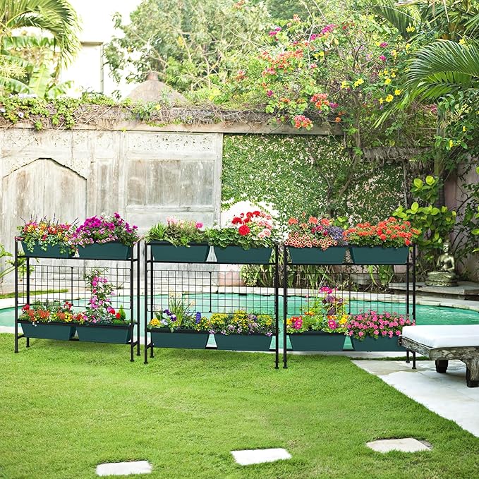 OYEAL Raised Garden Bed with Legs & & Trellis 32" Tall Vertical Herb Garden - Image 6