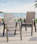 Outdoor Stackable Dining Chairs Set of 4, High-Back Patio Stacking Chairs by Unknown