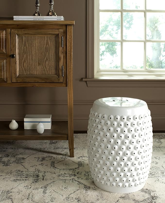 Safavieh Castle Gardens Collection Stella Nail Head White Glazed Ceramic Garden - Image 2