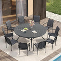 VICLLAX Patio Table and Chair Set of 10, All Weather Metal Round Outdoor Dining by HOME