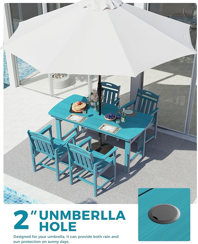 Ciokea HDPE Outdoor Dining Set, 5-Piece Patio Table and Chairs Set - Image 3
