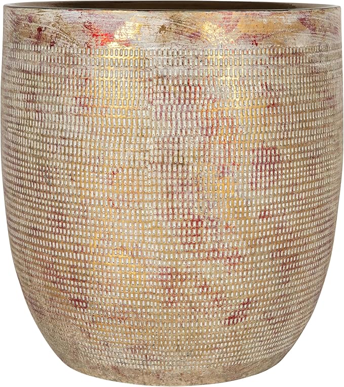 Creative Co-Op Embossed Textured Stoneware Planter, Metallic Gold - Image 4
