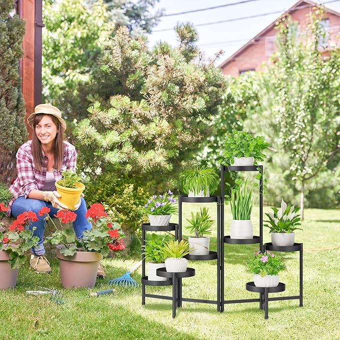 iDavosic.ly Plant Stand Indoor Outdoor, 9 Tier Corner Metal Flower Display - Image 6