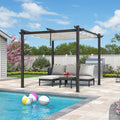 PURPLE LEAF 10' x 10' Aluminum Outdoor Pergola Wind-Resistant Retractable by Unknown