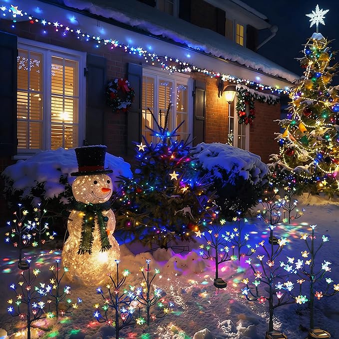 Solar Garden Lights Waterproof, Solar Lights Outdoor Decorative 4Pack, 80Led - Image 8