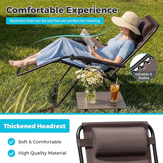 Homall Zero Gravity Chair Patio Folding Lawn Outdoor Lounge Gravity Camp - Image 5
