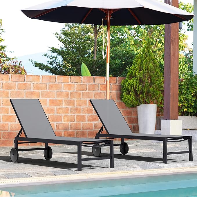 Shintenchi 2 PCS Outdoor Chaise Lounges Chair - Image 7