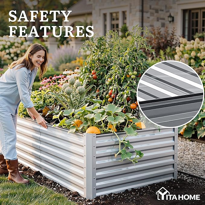YITAHOME 8x4x2ft Large Raised Garden Bed Kit, Galvanized Metal Planter Box - Image 6