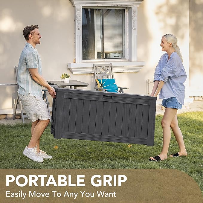 Devoko 120 Gallon Deck Box Resin Outdoor Storage Box Waterproof - Image 6