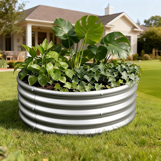 3PCS 3x3x1FT Galvanized Raised Garden Bed Kit, Vegetable Boxes-Round Metal - Image 5