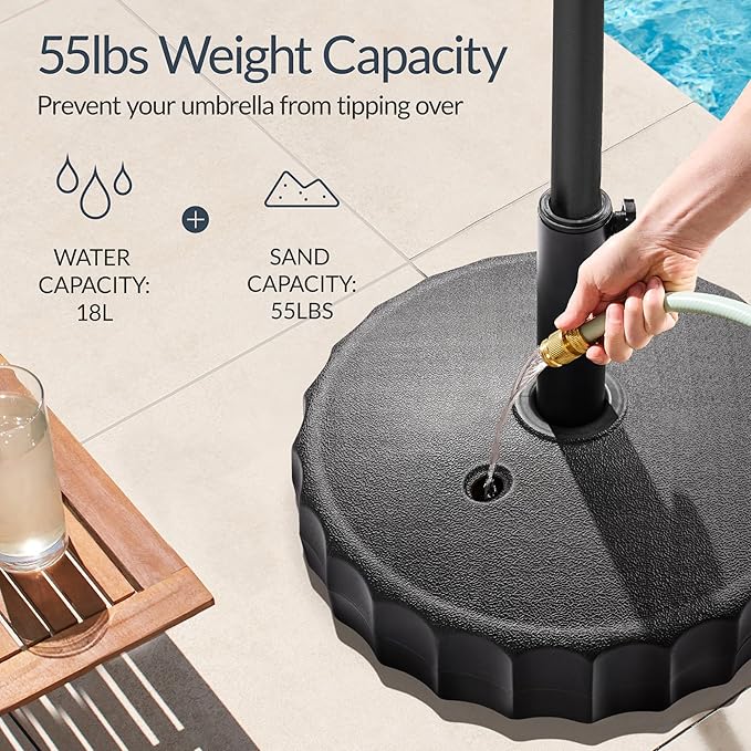 Best Choice Products Fillable Umbrella Base Stand Fluted Design Plastic Patio - Image 3