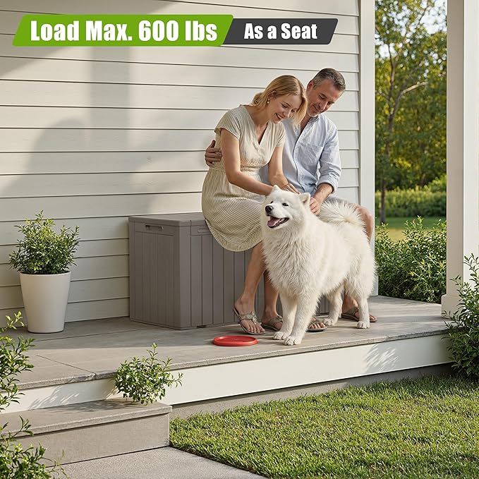 Flamaker Resin Deck Box 100 Gallon Large Lockable Outdoor Storage Box Waterproof - Image 7