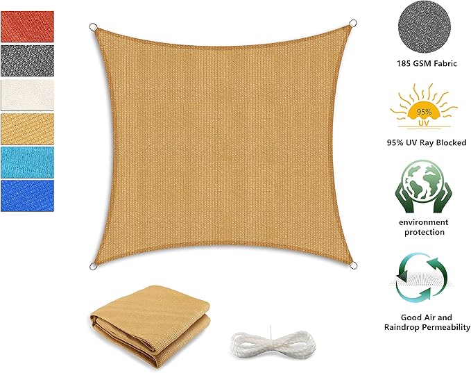 Tronssien Rectangle 12'x16' Sun Shade Sail, 95% UV Blockage Canopy Awning - Image 3